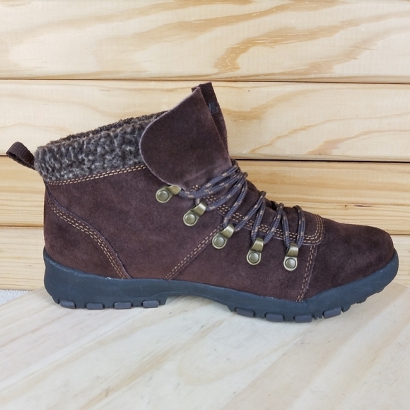 KHOMBU SAM Womens 7.5 US Leather Faux Fur Ankle Boot Lace-up Snow Winter Outdoor - Picture 11 of 12